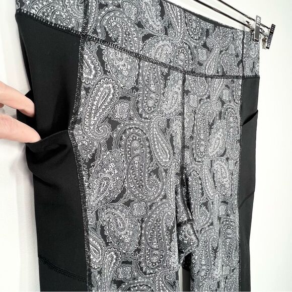 Lot Of 2 Lands End Active Compression Leggings Navy Palm & Paisley XLT XL TALL - Picture 5 of 13